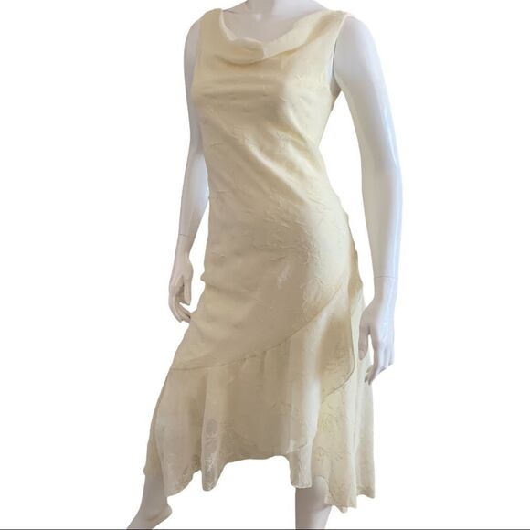 PROM DRESS B Darlin Cream Sparkly Sleeveless Asymmetrical Dress size 7/8 - Picture 1 of 16
